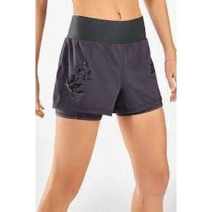 Fabletics size S Olesia Shine grey floral embossed running shorts high rise